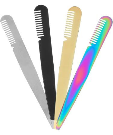 Beaupretty Eyebrow Tweezers Slanted Eyebrow Tweezers with Comb Stainless Steel Slanted Tip Tweezers Precision Tweezers Set - Buy Online on GoSupps.com