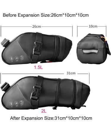 Cckole Waterproof Bicycle Saddlebag | Expandable 1.5-2L Bike Rear Bag with Reflective Features - Buy Online on GoSupps.com