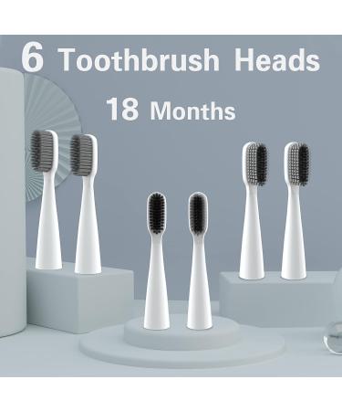 Sonic Electric Toothbrush with 6 Brush Heads - Rechargeable Waterproof Travel-Friendly 2-Minute Timer for Adults - Buy Online on GoSupps.com