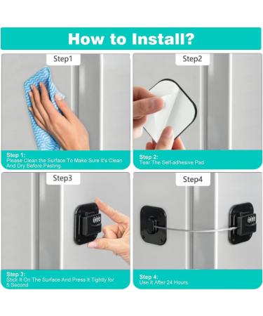 2 Pack Refrigerator Lock - Heavy Duty Combination Fridge Lock Child/Baby Proofing Lock for Cabinets Closets Drawers Window and More Easy Install and Use (Black) - Buy Online on GoSupps.com