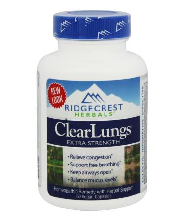 RidgeCrest Herbals ClearLungs Extra Strength Herbal Decongestant 60 Vegan Capsules