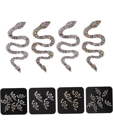 FRCOLOR 4 pieces snake nail drill made of alloy nail jewellery rhinestone pendant for nails snake nail charms nail art bling rhinestones manicure decoration diamond flash drilling 3D - Buy Online on GoSupps.com