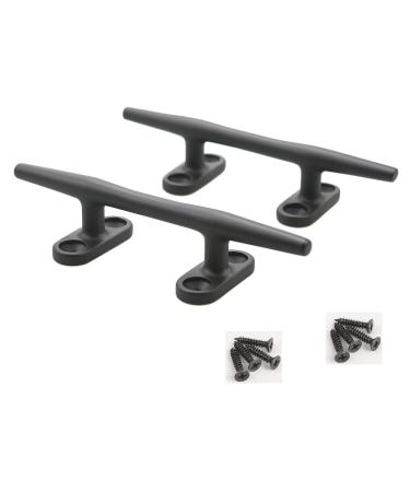 Thorn Boat Black Cleat Dock Marine 316 Stainless Steel Open Base Cleats W/Fasteners 5 Inch 2pcs