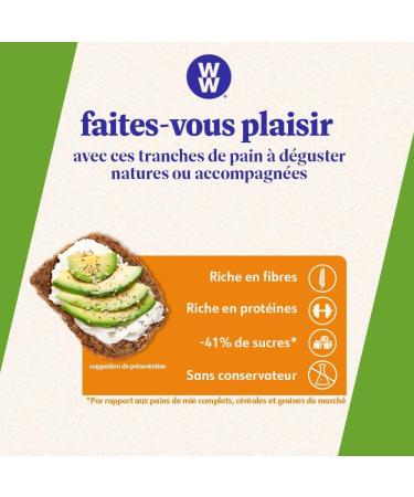 WW Protein Bread with Flax Sesame and Sunflower Seeds - High in Protein and Fiber - 5 Slices - 221549 - Buy Online on GoSupps.com