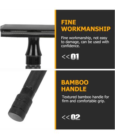 Frcolor Bamboo Safety Razor Set for Men - 2 Mustache & Beard Double Blades Manual Razor Tool - Eco-Friendly Grooming | 11.2x4.43cm - Buy Online on GoSupps.com
