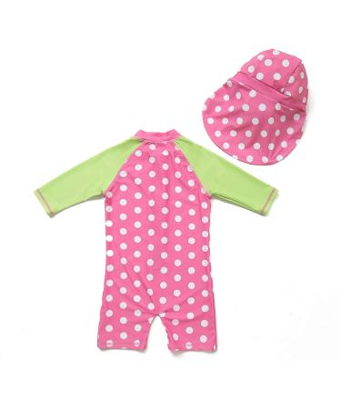 BONVERANO Baby Girls Long-Sleeve Swimsuit with UPF 50+ Sun Protection, 12-18 Months, Pink/Green - Buy Online on GoSupps.com