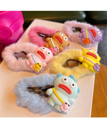 xbiez Cartoon Rubber Clownfish Hair Clip Cute Cloud Shape Snap Hairpin Furry Plush Barrettes Winter Headdress Hair Accessories Pink - Buy Online on GoSupps.com