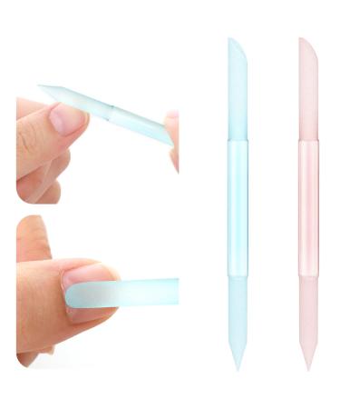 WLLHYF 2 Pcs Glass Cuticle Pusher Dual Ended Glass Manicure Stick Frosted Cuticle Remover Professional Precision for Nail Polishing Grinding Cuticle Trimming Filing Nail Salons Homes