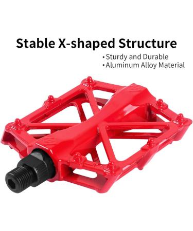 Aluminum CNC Mountain Bike Pedals | Lightweight Platform Pedals for BMX/MTB | 16 Anti-Skid Pins | Red - Buy Online on GoSupps.com