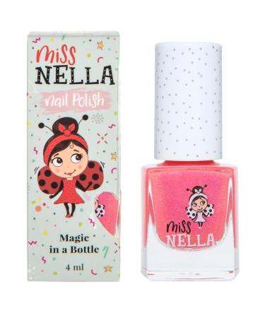 Miss Nella TICKLE ME PINK Safe Special Glitter pink Nail Polish for Kids Non-Toxic & Odor Free Formula for Children and Toddlers Natural Water Based for Easy Peel Off