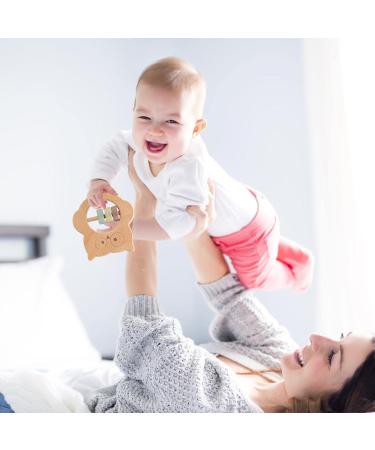 Wood Rattles for Babies | Sensory Teething Toys | Moxeupon Owl Baby Bite Ring for Teething Relief & Improved Vision - Buy Online on GoSupps.com