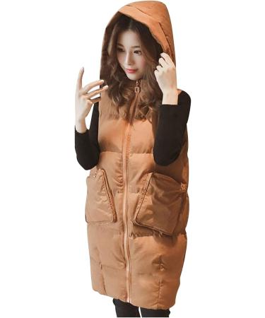 Buy Haiorziyou Women s Warm Hooded Zipper Stepp Jacket - Sleeveless Winter Coat XXL Khaki | Outdoor Long Parka - Buy Online on GoSupps.com