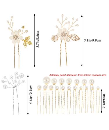 25 Pack Flower Leaf Pearl Bridal Hair Pins Clips - U-Shaped Barrettes with Rhinestone Crystal - Wedding Hair Accessories for Women, Girls, Brides - Buy Online on GoSupps.com