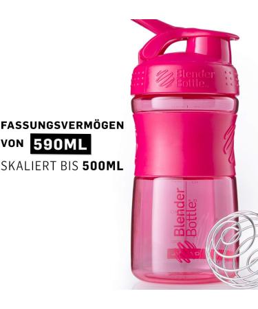 BlenderBottle SportMixer Tritan 590ml - BPA Free Protein Shaker & Water Bottle - Stylish Pink Fitness Drink Mixer - Buy Online on GoSupps.com