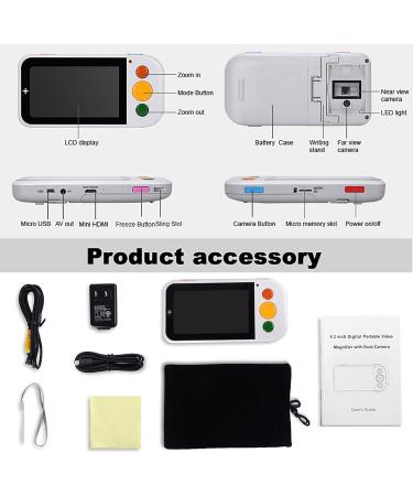 Electronic Reading Aid Digital Magnifier Portable Video Magnifier Reading Aide for Low Vision with 4.3 Inch Monitor for Reading Aid - Buy Online on GoSupps.com