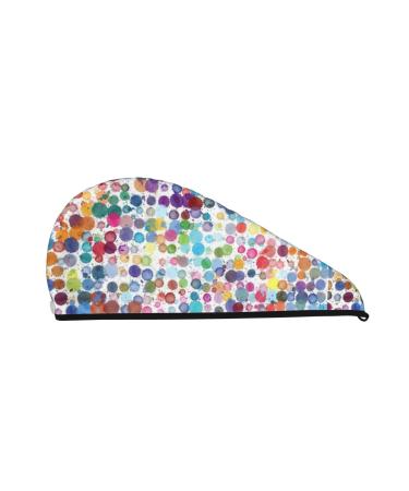 Colorful Watercolor Dots Microfiber Hair Towel Soft Super Absorbent Hair Towel Wrap for Women Coral Velvet Quick Dry Hair Cap for Long Curly and Thick Hair