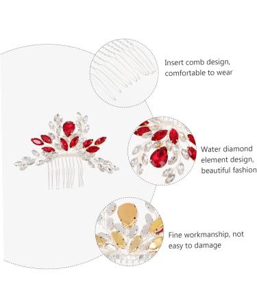 Angoily Bridal Hair Comb Tiara Bride Insert Comb Hair Accessories for Women Wedding Hair Combs for Women Pearl Rhinestone Hair Comb Rhinestones Decorate Women's Modeling Red - Buy Online on GoSupps.com