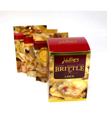 Hall's Assorted Brittle Variety Pack - 3.5 Oz Bags (Pack of 3) - Peanut, Almond, Pecan Brittle - Buy Online on GoSupps.com