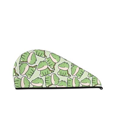 Cute Crocodile Microfiber Hair Towel Soft Super Absorbent Hair Towel Wrap for Women Coral Velvet Quick Dry Hair Cap for Long Curly and Thick Hair