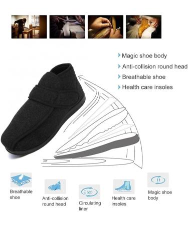 ZJING Men's Extra Wide Diabetic Slippers | Adjustable Memory Foam House Shoes for Swollen Feet | Indoor/Outdoor Comfy Flat Shoes 11.5 Black - Buy Online on GoSupps.com