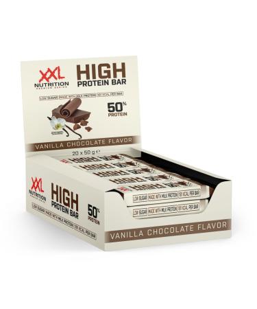 XXL Nutrition - High protein bar 2.0 - protein bar protein bar protein bar protein snack - vanilla chocolate - 20 pack vanilla chocolate 20 pieces (1 Pack)