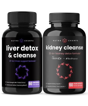 NutraChamps Liver Cleanse Capsules and Kidney Cleanse Capsules 2 Pack Bundle