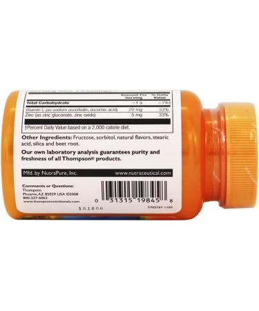 Thompson Children's Zinc Lozenges 5mg 45ct - Fruit Flavored | Immune Support for Kids - Buy Online on GoSupps.com