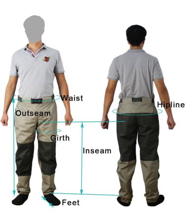 Breathable Waterproof Fishing Clothing - XL Olive Green Wading Pants & Boots for Men | Durable Tricot Material - Buy Online on GoSupps.com