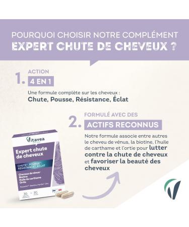 Vitavea - Hair Loss Supplement for Women and Men - Hair Growth Resistance Radiance - Biotin - Zinc Hair of Venus Blueberry - 30 Capsules - 1 Month - Made in France - Buy Online on GoSupps.com