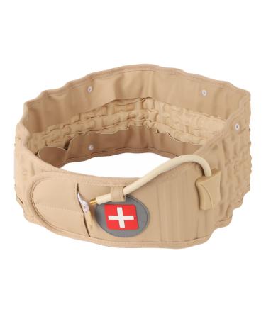 Shanrya inflatable lumbar traction belt fully enveloping decompression back belt strong support size adjustment with extension belt for everyday use Khaki