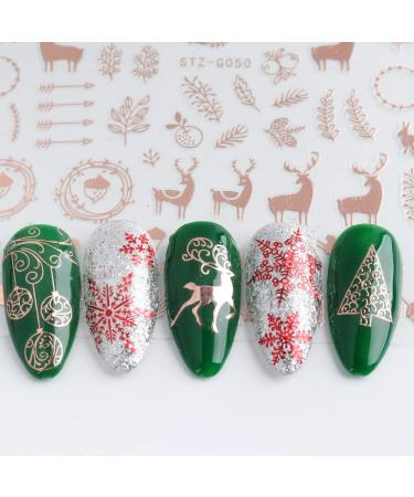 9 Sheets Christmas Nail Art Stickers Decals - Self-Adhesive Snowflake & Rose Gold Designs for Winter Holiday - Nail Supplies & Accessories - Buy Online on GoSupps.com