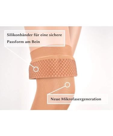 Buy Assistica Medical Compression Stockings 23-32 mmHg - Open Toe Support Stockings for Men & Women - Silicone Tape - Large Beige (158-170 cm) - Buy Online on GoSupps.com