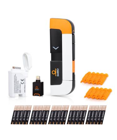 DARIO Blood Glucose Monitor Kit Test Your Blood Sugar Levels & Manage Diabetes. Kit Includes: Glucose-Meter with 25 Strips, 10 Sterile lancets (iPhone Lightning)