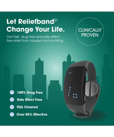 Reliefband Premier Anti-Nausea Wristband for Anxiety, Migraine, Motion Sickness & More | FDA Cleared Drug-Free Relief (Charcoal) - Buy Online on GoSupps.com