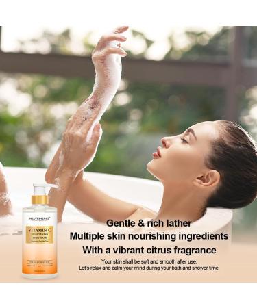 Neutriherbs Brightening Body Wash - Vitamin C Shower Gel for Dull Skin Papain & Niacinamide Citrus Scent - 16.9 Fl. Oz - Ideal for Men & Women - Buy Online on GoSupps.com