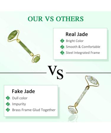 Women's Natural Jade Roller Set for Face - Reduce Wrinkles & Puffy Eyes, Firm Skin - Green - Buy Online on GoSupps.com