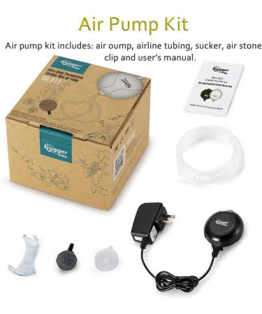 Hygger Quiet Mini Air Pump for Aquarium - 1.5 Watt Oxygen Fish Air Pump for 1-15 Gallon Tank, Black | Includes Accessories - Buy Online on GoSupps.com