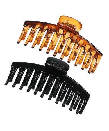 Large hair clips 5.1 Inch Extra large claw clips for thick hair Crystal Plastic Hair Claw Banana Clips Accessories for Wome, pack of 2 Brown