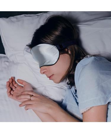 Relcns Silk Sleep Eye Mask - Mulberry Silk Light Blindfold for Women and Men - Pressure Free Adjustable - Blue - Buy Online on GoSupps.com