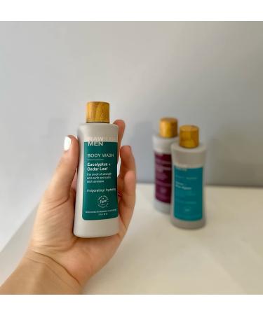 RAW SUGAR Men's Body Wash Set - 6 Travel Size Eucalyptus & Cedar Leaf 3 Fl Oz | International Shipping Available - Buy Online on GoSupps.com