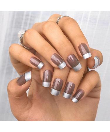 Bohend French Coffin False Fingernails - Glossy Ballerina Acrylic Nail Tips | 24 Stick-On Nails for Women & Girls - Buy Online on GoSupps.com