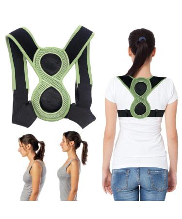 POCREATION 8 Shaped Back Brace Posture Corrector for Adults Back Support Posture Corrector Adjustable Upper Back Brace Support Hemp Fiber Neck and Lower Back Relief (black)