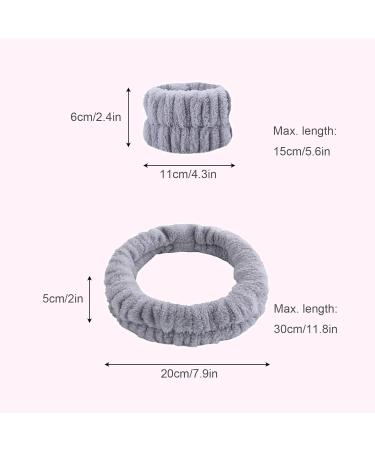 KEYRI 6 Pcs Spa Headband Wrist Washband Set - Pink Gray | Soft Elastic Bands for Face Washing, Skincare, Makeup, Bath & Shower - Women Girls Facial Headband - Buy Online on GoSupps.com