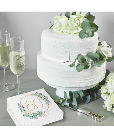 60th Birthday Decoration Napkins | 40 Eucalyptus & Gold Green Paper Napkins for Men & Women | Perfect for 60th Birthday Parties | Jiaju C1 - Buy Online on GoSupps.com