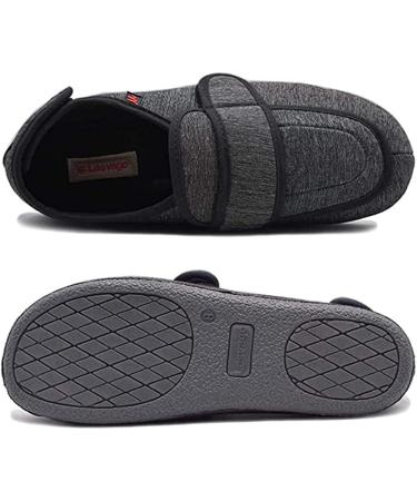 JBTNBX Men's Diabetic Shoes - Extra Wide Width, Memory Foam Comfort, Non-Slip Slippers for Elderly with Edema, Arthritis, Fasciitis - Striped Gray - Buy Online on GoSupps.com