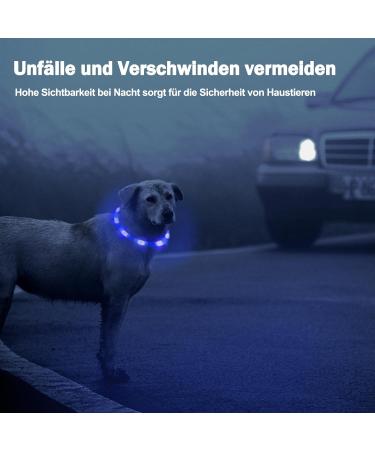 Nepfaivy Luminous Hand Hund USB Charging Waterproof Dog Collar - Adjustable LED Collar with 3 Lighting Modes for Safety - Blue Silicone - Buy Online on GoSupps.com