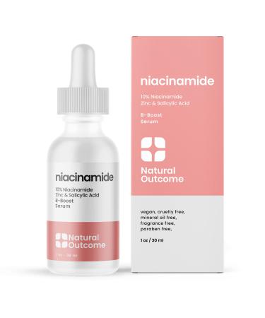 Niacinamide Serum for Face by Natural Outcome Skin Care B-Boost Niacinamide 10% Plus Zinc 2% Salicylic Acid + Hyaluronic Acid Acne Treatment + Pore Reducing Serum + Even Skin Toner