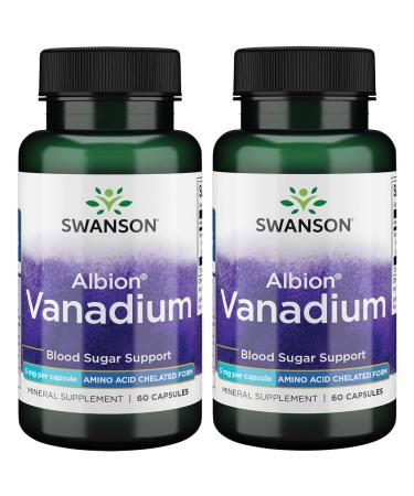 Swanson Albion Chelated Vanadium Glycinate 5 Milligrams 60 Capsules (2 Pack)