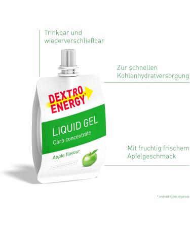 Dextro Energy Liquid Gel Apple 6x60ml - Energy Gel for Endurance Sports | Grape Sugar Concentrate Apple Flavor Quick Carbohydrates Energy Bar Alternative - Buy Online on GoSupps.com