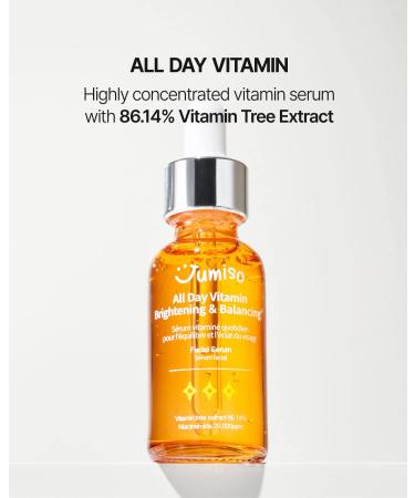 JUMISO All Day Vitamin Serum - Brightening & Balancing Facial Serum | Mother's Day Gift | Vitamin C A B D E Serum with Vitamin Tree Extract | Korean Skincare | Skin Brightening, Soothing | Vegan Serum - Buy Online on GoSupps.com